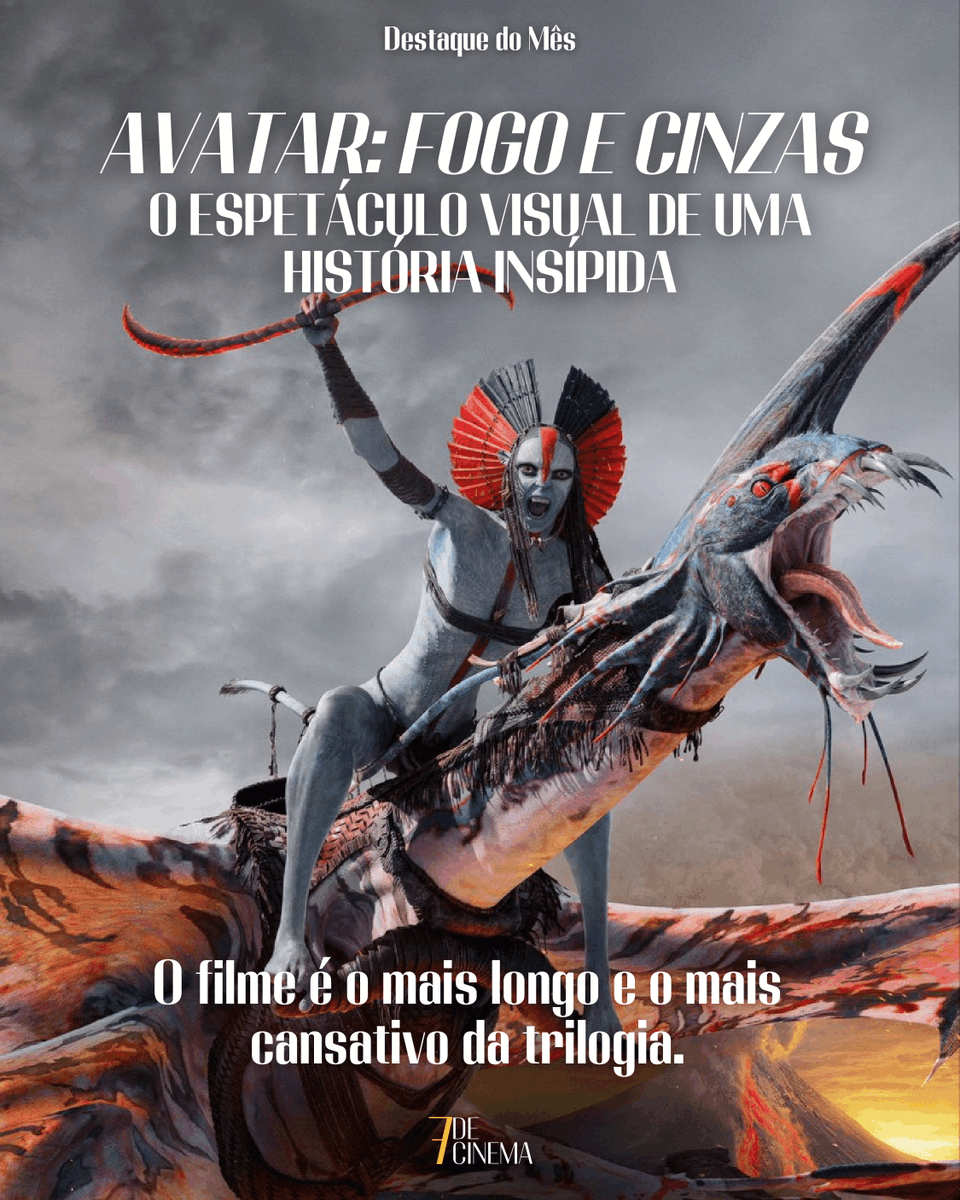 7de_Cinema's tweet photo. Chegou a décima edição!

Como destaque do mês temos Avatar: Fogo e Cinzas, o mais recente sucesso de James Cameron, que conta o final da história da família de Jake Sully e Neytiri.

Acesse a revista pelo link da bio e leia sobre o cinema do mês de dezembro! https://t.co/qcONDGIgY5