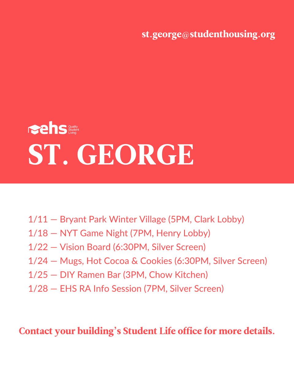 EHSNYC's tweet photo. Starting the new year strong 💪 EHS Student Life has a stacked lineup of events this month to kick 2026 off right. #StudentLivingEHS https://t.co/7Mk2FNEPlh