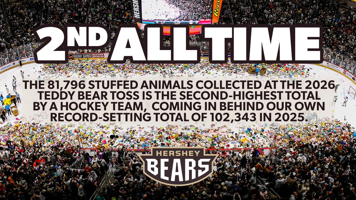 Stick taps to the amazing fans who show up and show out year after year to make the <a href="/GiantFoodStores/">GIANT</a> #TeddyBearTossHershey a huge success! 

#HersheyBearsCares