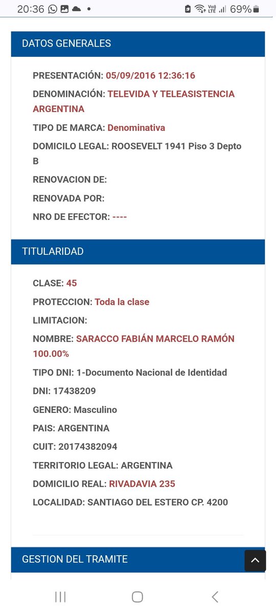 Dirección de Guardians of the ball srl , Rivadavia 235 Santiago Del Estero. Direccion de la empresa del recaudador de la Afa , Fabio Saracco la misma.