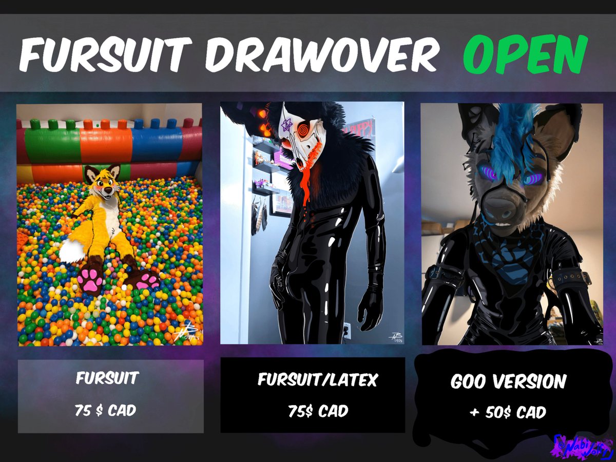 Fursuit/Latex Drawovers are open !! ✍️

5 slots are available 🐺

Interested in one ? Fill the form below :

forms.gle/dWgcsFN9SwEt1S…

RTs are appreciated 💙💜