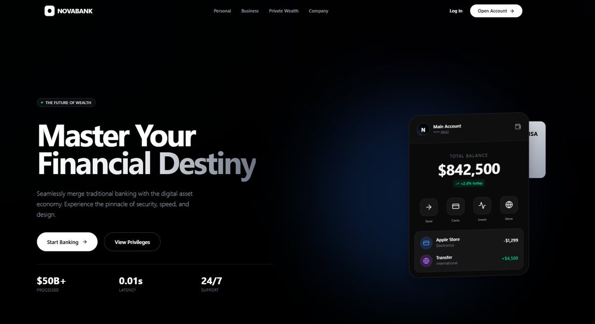 salisedev's tweet image. New Website made by me:

 💸 Online banking Website

Web Developers / Web designers share your toughts below

👇👇