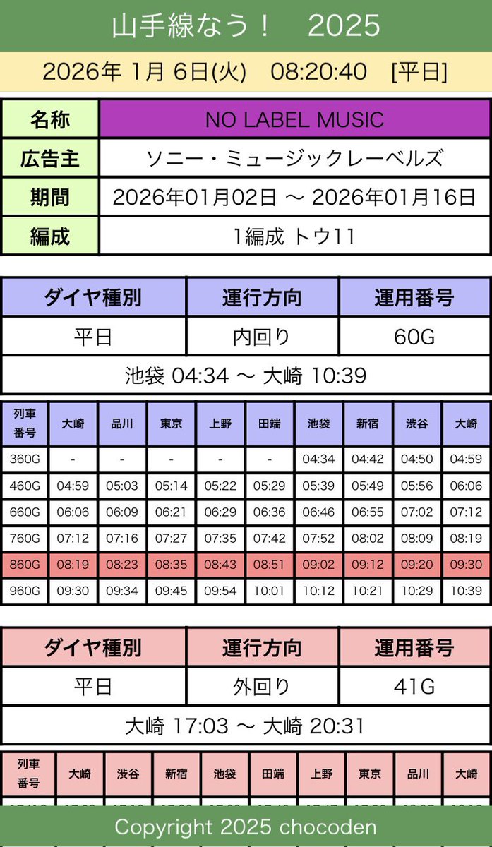 次回発送日 1/6(火) 本日の山手線ラッピング編成の運行(その2)です。 [#学園