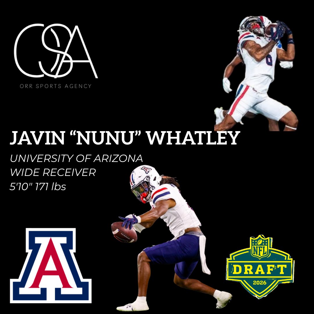 Excited to welcome <a href="/javinwahtley6/">Javinwhatley2</a> to the @orrsportsagency! 

Javin was 2nd on <a href="/ArizonaFBall/">Arizona Football</a> in 2025 with 490 Receiving Yards and 2nd in Receiving TDs with 5!

Welcome to the Family Javin!

#nfldraft #2026nfldraft #big12football