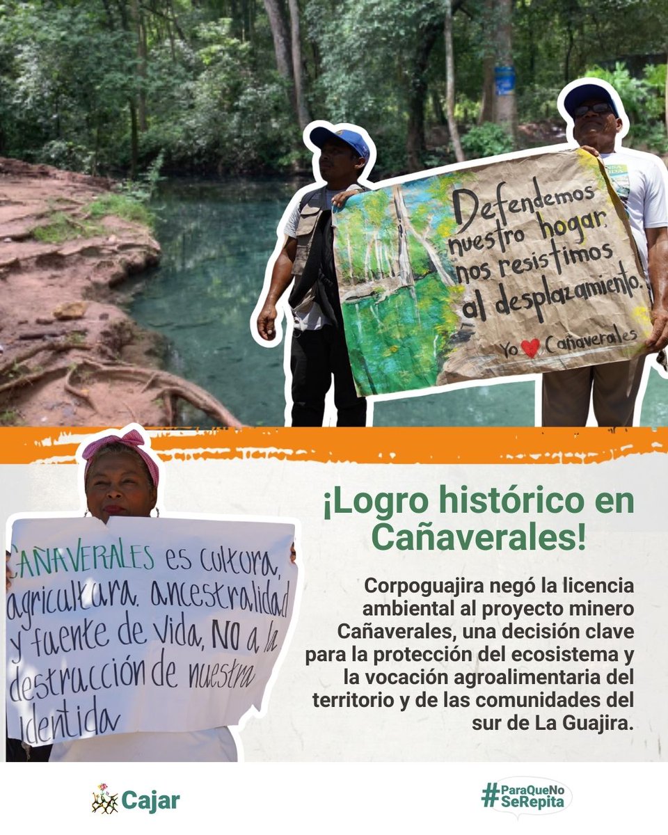 #Atención 🔴 Histórico: mediante Resolución 3425 de 2025, Corpoguajira negó licencia ambiental al proyecto minero Cañaverales. 

La decisión, que incorpora aportes técnicos y jurídicos presentados por las comunidades y organizaciones de la sociedad civil, es un avance  para la