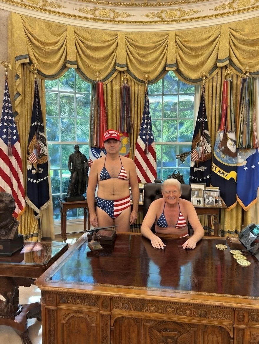 TShillinton's tweet photo. @TrumpTruthOnX Boom @grok #Bikinify these two! https://t.co/YqD597WsLK