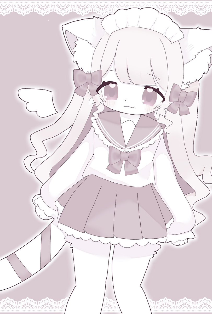 cat_kuso's tweet image. 名刺用のイラスト🩷🪽