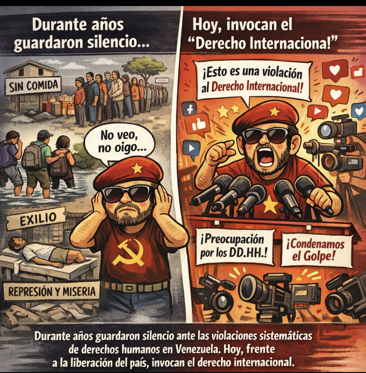 ArribertoE's tweet photo. Durante años guardaron silencio ante las violaciones sistemáticas de derechos humanos en Venezuela.
Hoy, frente a la liberación del país, invocan el derecho internacional https://t.co/jske9w8t0i