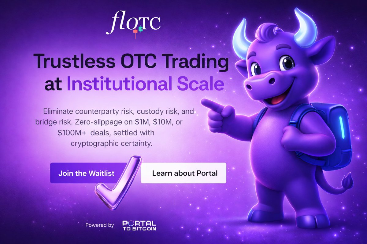 Defifundamental's tweet image. FloTC Platform Launches: Waitlist Now Open

@PortaltoBitcoin - FloTC is officially live! The platform for trustless institutional OTC trading is accepting waitlist registrations ahead of its first mainnet swap.

🗝️ Key Points:
• Website: flo.tc 
• Waitlist open…