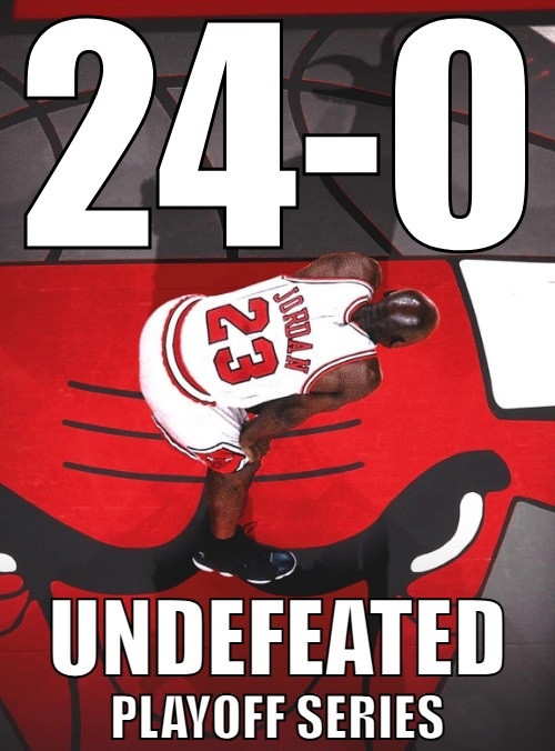 Michael Jordan never lost a single playoff series with homecourt advantage.

Perfect 24-0.

Greatest undefeated homecourt playoff streak by any primary scoring superstar in <a href="/NBA/">NBA</a> history.

<a href="/Jumpman23/">Jordan</a>🐐
🏆🏆🏆🏆🏆🏆