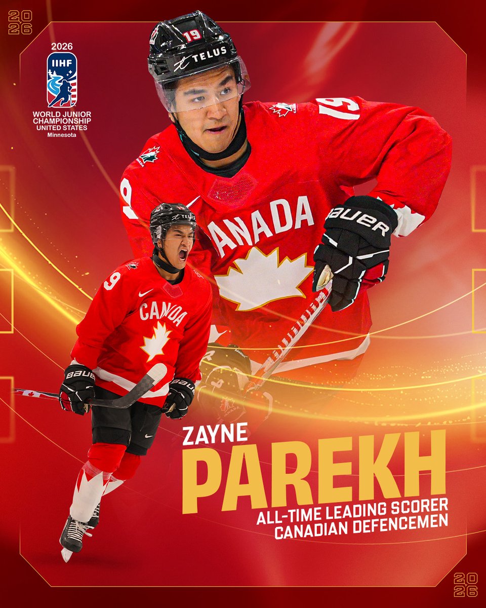 RECORD BREAKER!

Congrats to <a href="/ZayneParekh/">Z</a>, who now holds the record for the most points scored by a Canadian defenceman at the #WorldJuniors!