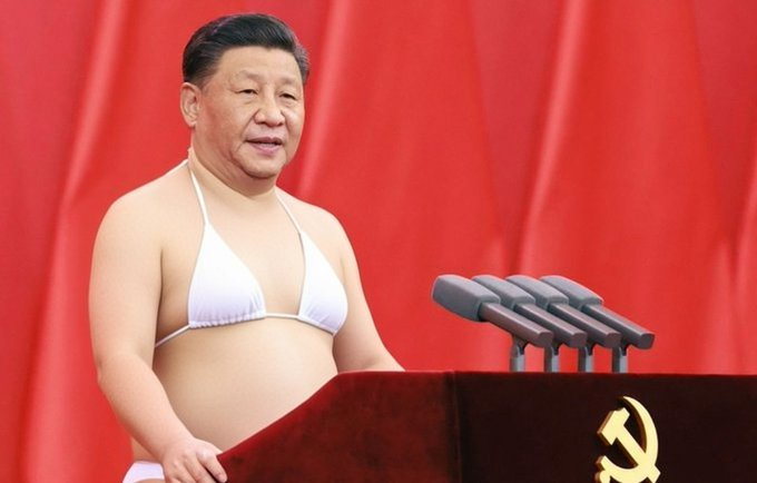TShillinton's tweet photo. @WhiteHouse @HHSGov Just IN: 🇺🇸 Regrettably we must inform you that there currently is no vaccine against #Bikinify just ask the president of China Xi Jinping! https://t.co/uc3hmwGDoW