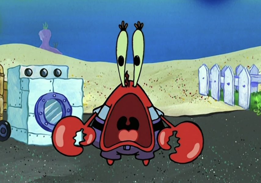 ThomasSanders's tweet image. one of my favorite moments from any show ever is the cut to mr. krabs after spongebob cursed him tf out