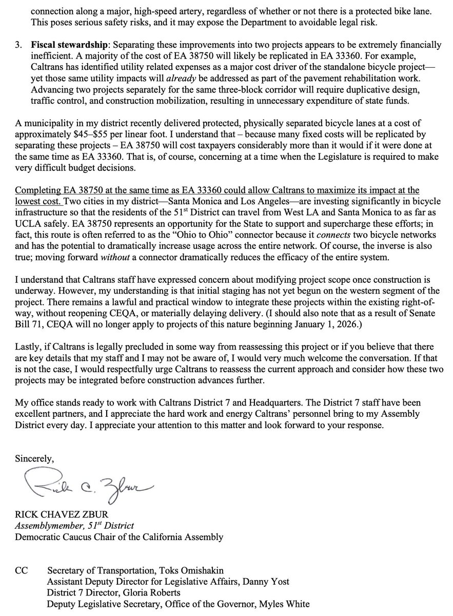 .<a href="/CaltransDist7/">Caltrans District 7</a> is spending millions to put in a bus lane on Santa Monica Bl, but is punting on a 3-block bike lane to connect the two Ohios to each other in West LA.

Thank you <a href="/RickChavezZbur/">Rick Chavez Zbur</a> for your leadership — let’s get the Ohio-to-Ohio connector done THIS YEAR!