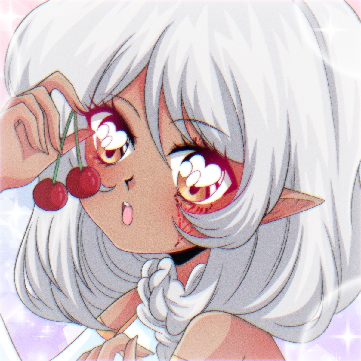 HexDolls's tweet photo. 🍒Marisa's favorite food is cherries!🍒

Big thank you to @Chuusakii for this beautiful art. They're raising money for school through comms right now, please go commission them!
This anime style is so gorgeous.