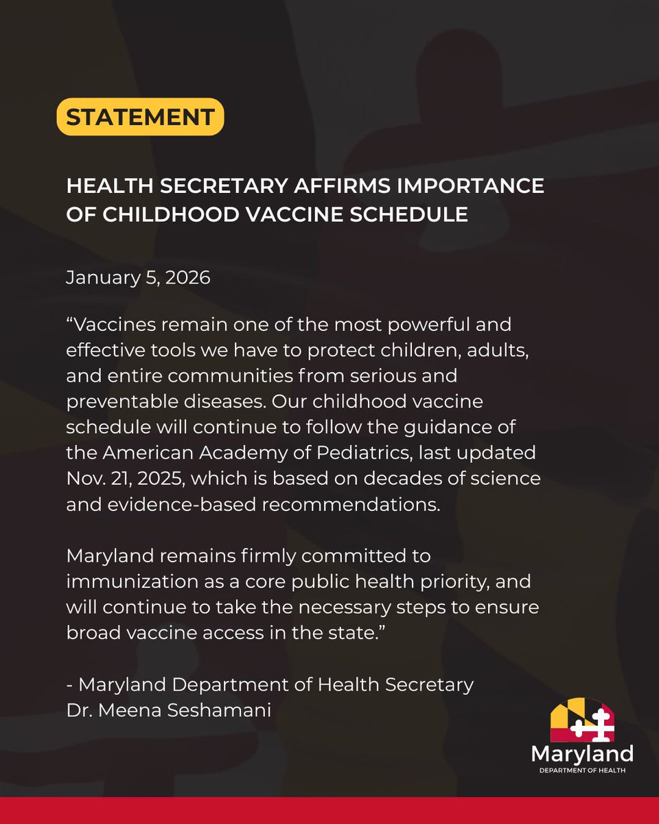 Maryland Department of Health tweet media