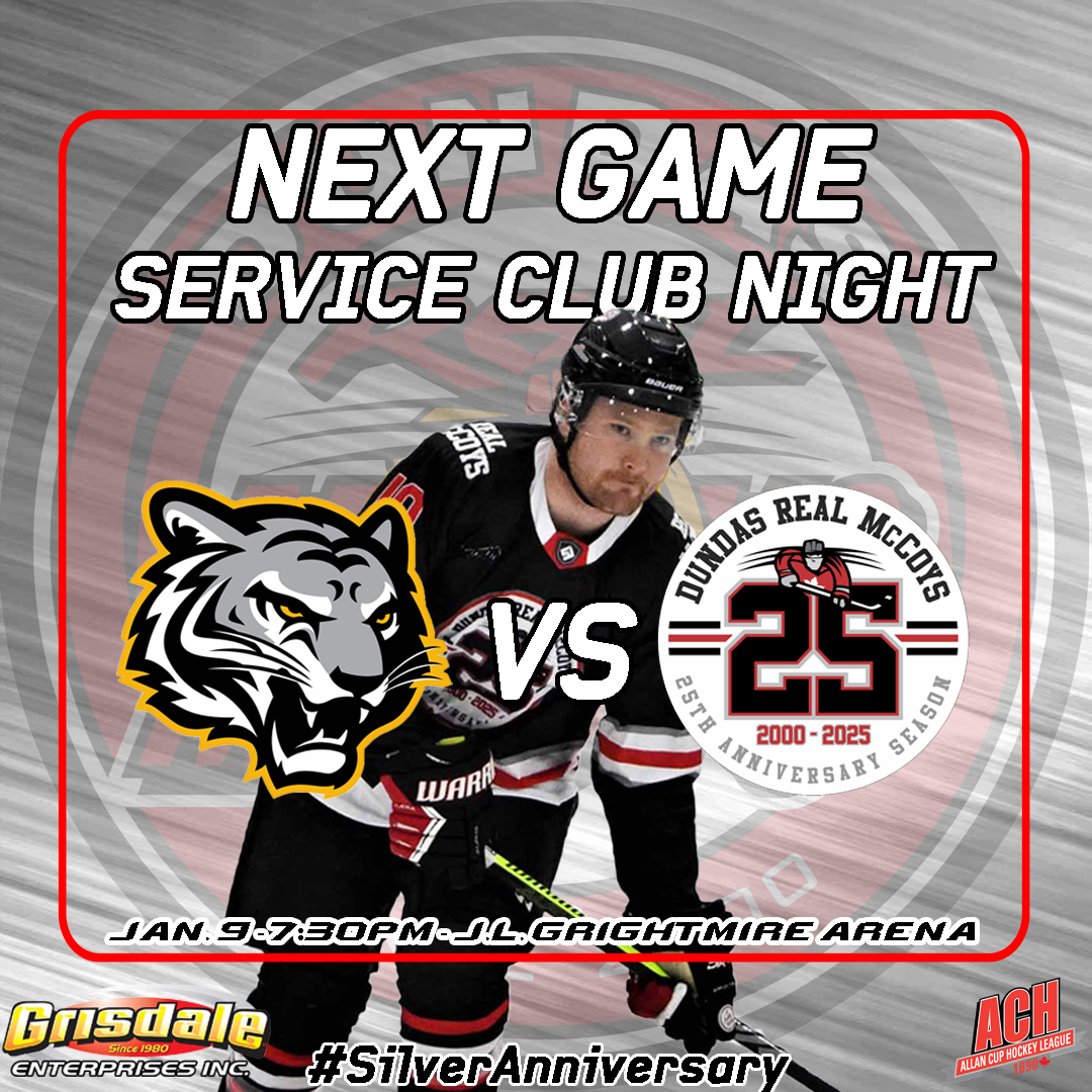 We're Back!

Join us Friday, January 9 at 7:30 PM as the Dundas Real McCoys hit the ice for our first game since the holiday break at J.L. Grightmire Arena.

It’s Service Club Night, and we’re proud to celebrate the groups that make our community stronger.

See you at the rink!