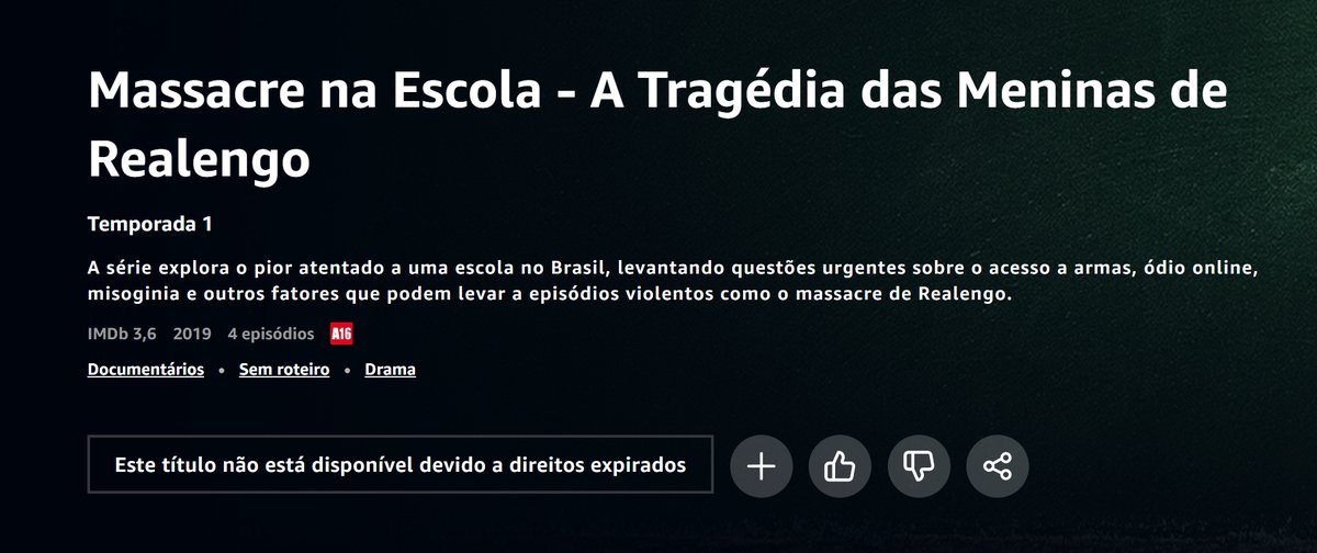 A Série que me citava e o Speed também, não está mais no ar.