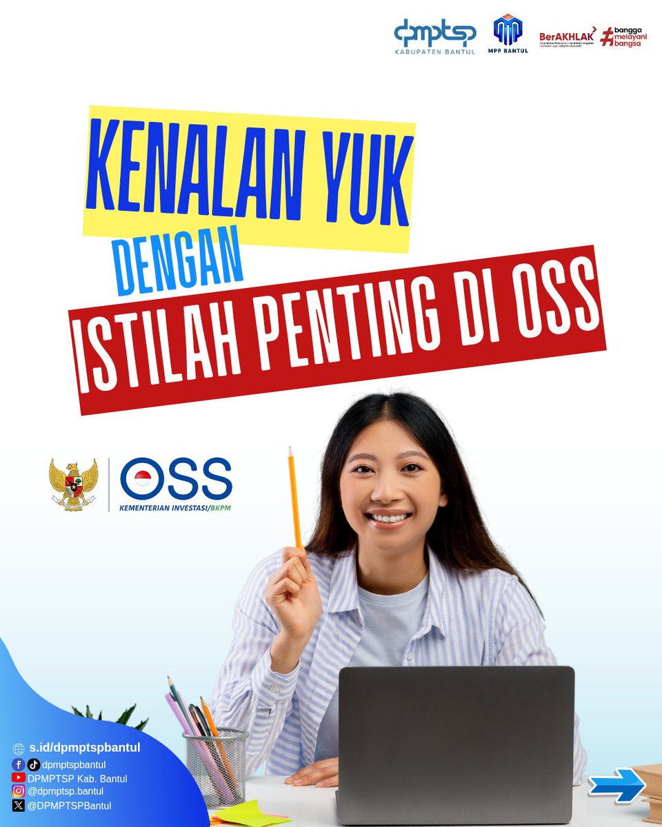 DPMPTSPBantul's tweet photo. Bingung nih dengan istilah-istilah di OSS seperti NIB, PB, KKPR, dan LKPM 🫣🤔🤷🏻

😌✋Tenang, kita rangkum penjelasan singkatnya biar makin paham sebelum urus perizinan usaha.
Yuk kenalan dengan istilah dasar di OSS lewat utas berikut! 🧐🤓

#OSSRBA https://t.co/2A8Ytcr9S7