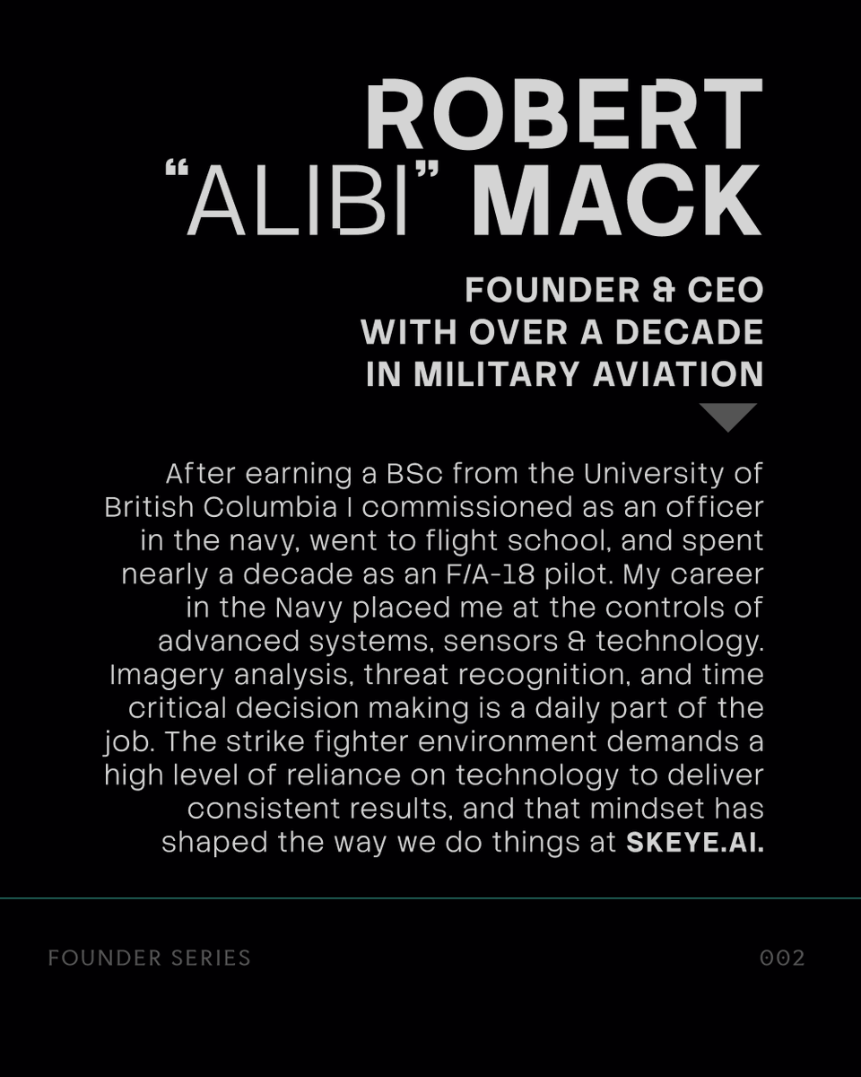 skeyeai's tweet photo. Meet Robert “Alibi” Mack: Navy F/A-18 Pilot turned https://t.co/c2AMAg6jT2 Founder & CEO. 

He’s spent a decade mastering:
✅ Imagery analysis
✅ Threat recognition
✅ Advanced sensor tech

Now, he’s leading the mission at https://t.co/c2AMAg6jT2.

#AI #TechFounder #Innovation #NavyVet