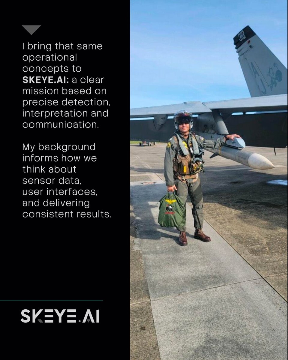 Meet Robert “Alibi” Mack: Navy F/A-18 Pilot turned SKEYE.AI Founder &amp; CEO. 

He’s spent a decade mastering:
✅ Imagery analysis
✅ Threat recognition
✅ Advanced sensor tech

Now, he’s leading the mission at SKEYE.AI.

#AI #TechFounder #Innovation
