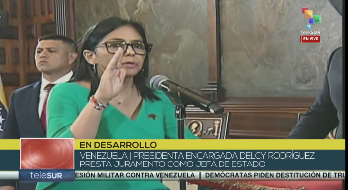 Delcy Rodríguez se juramenta como la próxima pasajera del viaje expreso a Nueva York 😉