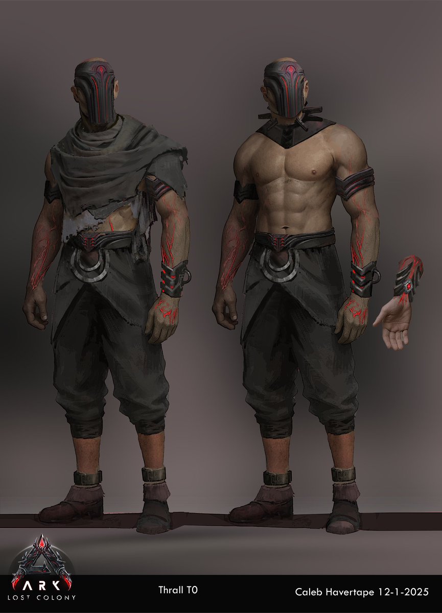 Here are a few character concepts I did for #lostcolony #arksurvivalevolved
Sometimes the concepts are incredibly simple like the low tier thrall. Just muscle and pants pretty much.
I'll show the king tomorrow 
I added one you had already seen but with a twist. Originally I made