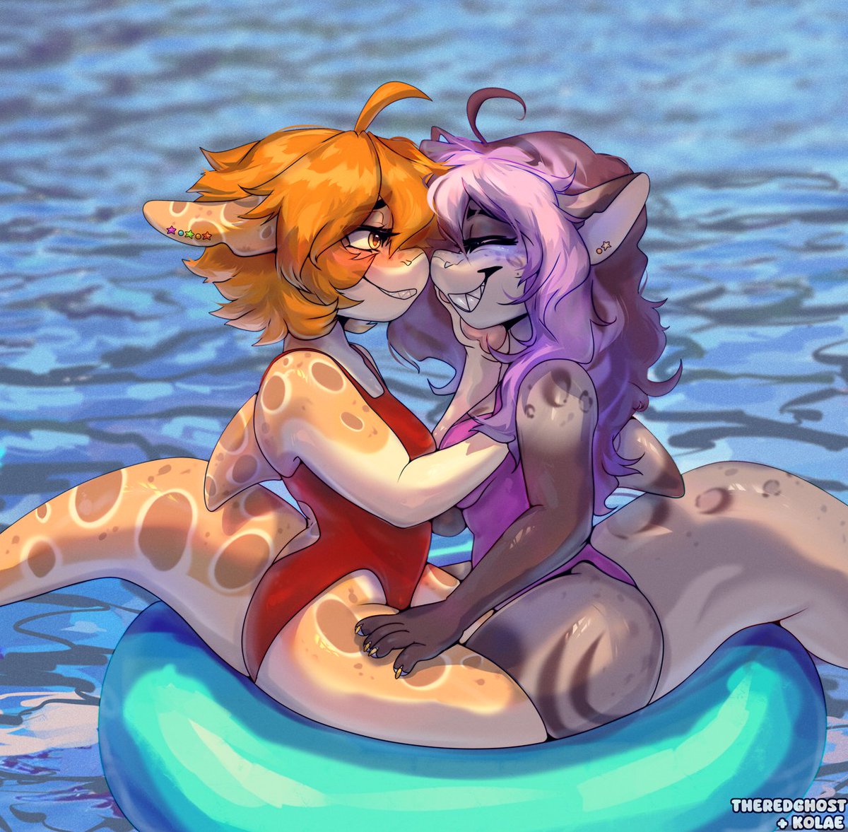 kolaepup's tweet image. the sharks are turning the water 🌈🌈🌈