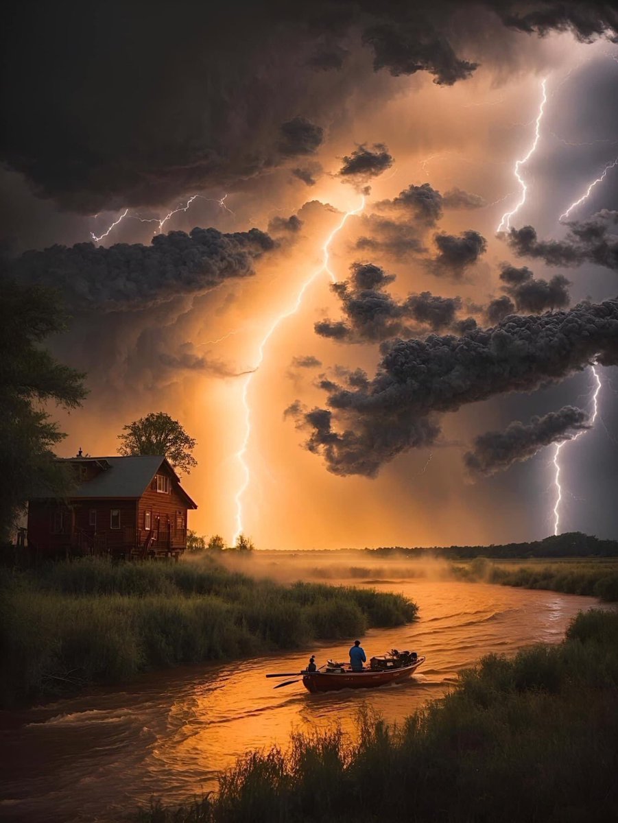 Naji_alt's tweet image. Lightning tears through a burning sky as a lone boat drifts across the river—nature roaring in fury while humanity moves forward in quiet defiance ⛈️⚡🚣‍♂️🔥
#WildSkies #StormDrama #NaturePower #ChasingTheUnknown #EpicMoments