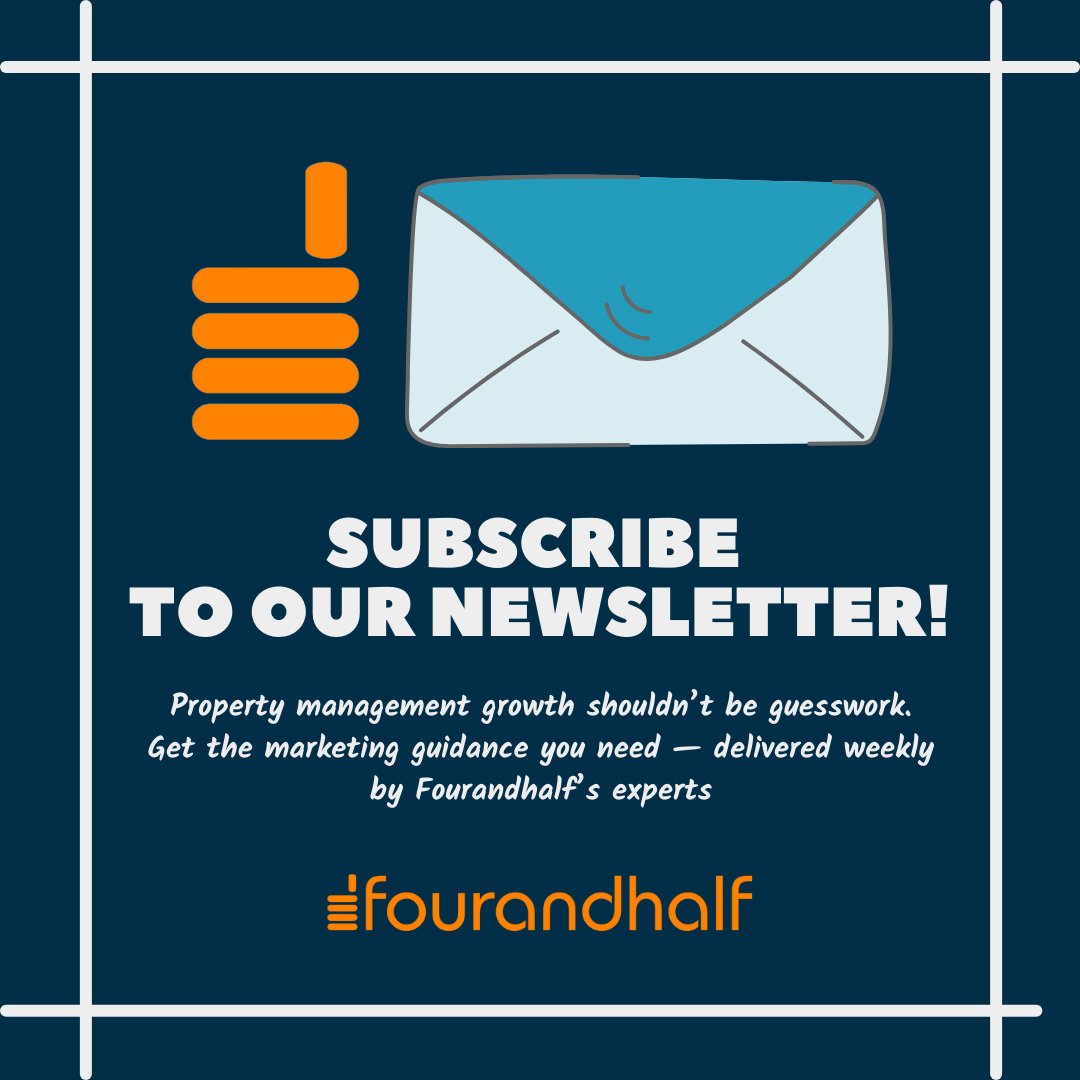 Want smarter marketing for your property management business? 💡 Stay in the loop with tips, trends, and strategies designed to help you grow.

🔗 Fourandhalf Marketing Agency for Property Managers
👉 Subscribe now: fourandhalf.com/subscribe/