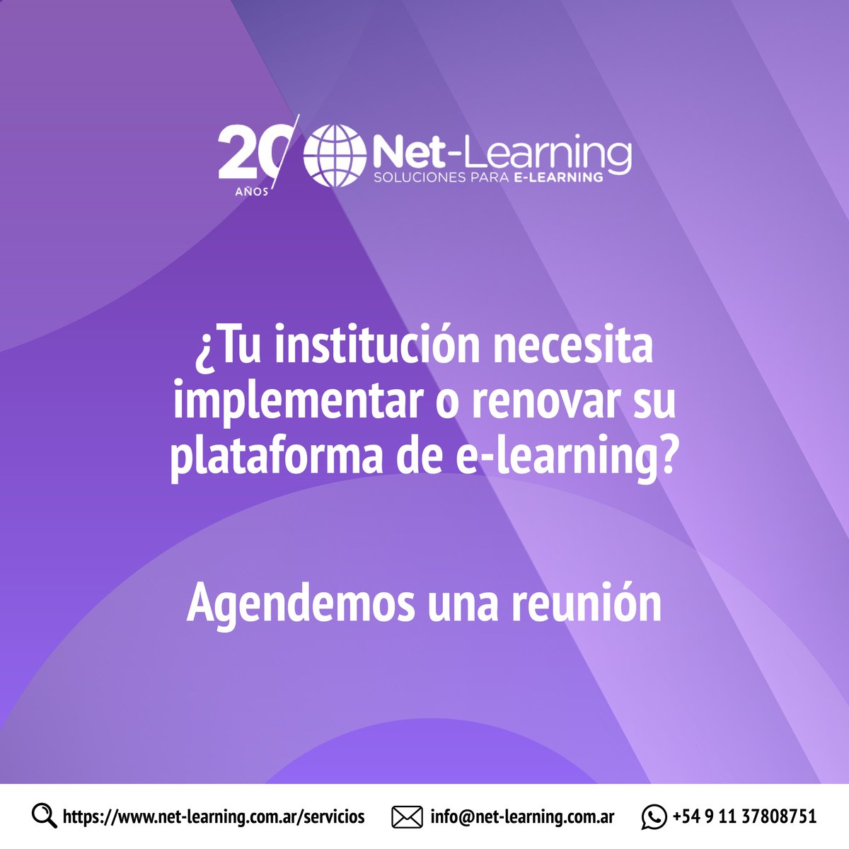 Optimizamos tu campus, tus cursos y los procesos de tu proyecto educativo digital.
En Net-Learning aportamos experiencia para que tu e-learning funcione como debe.
🚀 Hablemos de tu proyecto
👉 net-learning.com.ar/servicios


#elearning #servicios #plataformas