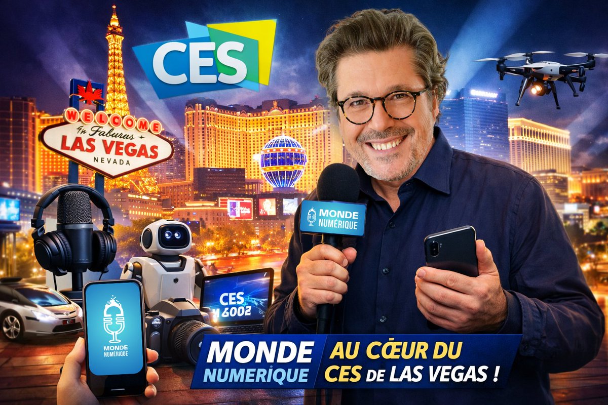 JeromeColombain's tweet photo. 🎰 CES de Las Vegas : vivez le plus grand salon tech du monde avec Monde Numérique
Toute la semaine, je vous emmène au cœur de l'événement 🔥
👉 Podcasts quotidiens
👉 Vidéos sur le terrain
👉 Articles pour décrypter les annonces clés
Innovations, coulisses, tendances lourdes, gadgets bluffants… tout y passe, en direct de Vegas.
👉 Le plus simple pour ne rien rater : télécharger l’app mobile Monde Numérique :
📱 iOS : https://t.co/GzEs9yqMKA
🤖 Android : https://t.co/HYY25i4sTU