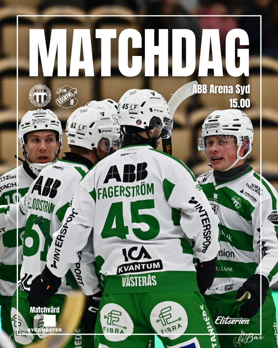 🟢 MATCHDAG ⚪️

🆚 Edsbyns IF
🕒 15.00
🏆 Elitserien Herr
🏟️ ABB Arena Syd
💰 50/50-lotter: VSKBandy.se/5050
🎫 Biljetter: secure.tickster.com/sv/nfd1cztj4f1…

#VSKBandy #svbandy #västerås