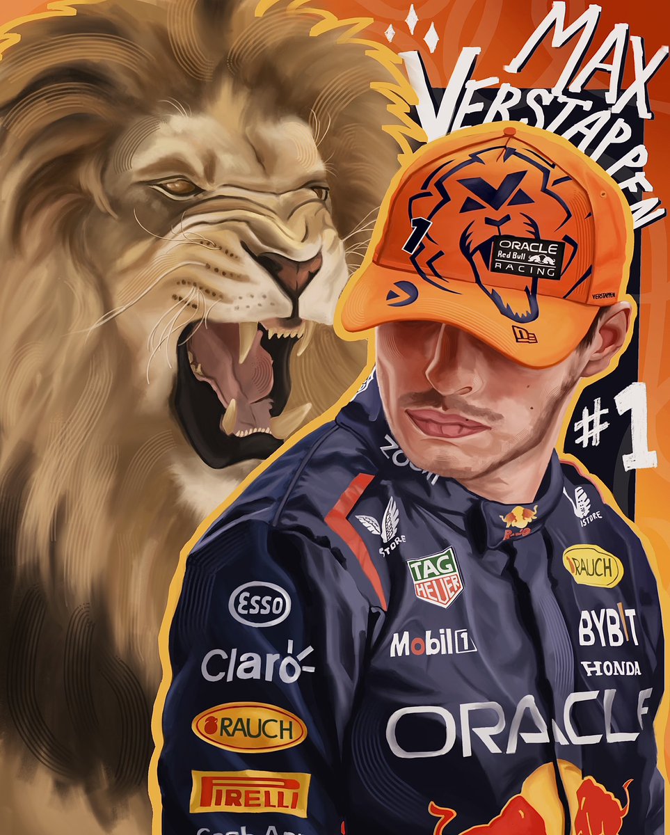 castlutz's tweet photo. unleash the lion #MaxVerstappen #f1 #art https://t.co/Z1vzoRXzme