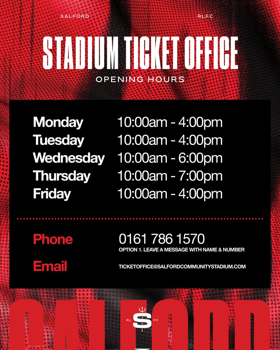 For all the fans wanting to purchase season tickets for the upcoming 2026 season, please see below for ticket office opening times! 

Let's get behind the new board and show our support and get behind the new club! 

#FaithfulForever💪