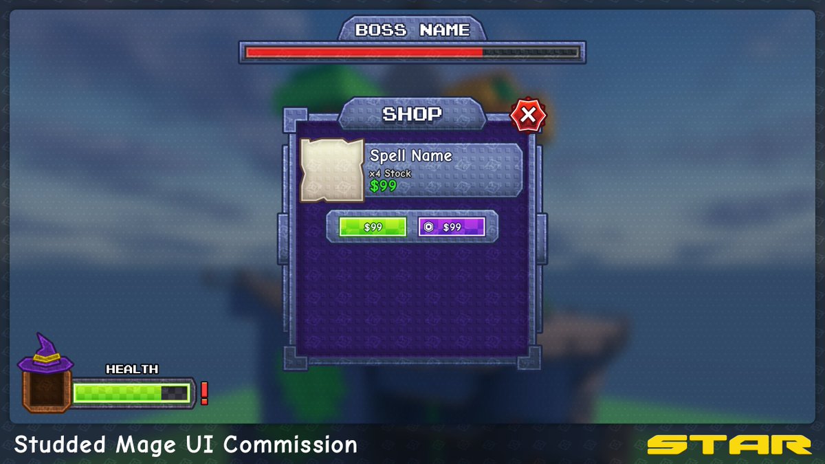 starxgfx's tweet photo. ✶ Here's some Studded Mage UI Design I made for a commission!

❤️&amp;🔁 Appreciated!

--==--==--==-- 
COMMISSIONS ARE OPEN!
Discord: g01z 
https://t.co/awxDQ4enus
https://t.co/v917wEPgvL
--==--==--==--  

#ROBLOX #RobloxDev #UIUXDesign #RobloxUI https://t.co/AEf5WtWHkn