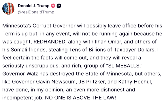 FoxNews's tweet image. NEW: President Trump reacts to Gov. Tim Walz abandoning his re-election bid. 👀