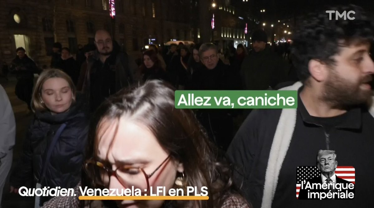 Ces propos orduriers de <a href="/JLMelenchon/">Jean-Luc Mélenchon</a> s’adresse à :

1) <a href="/ManonAubryFr/">Manon Aubry</a> 

2) A un journaliste de <a href="/Qofficiel/">Quotidien</a> qui lui demandait si Maduro devait revenir au pouvoir.