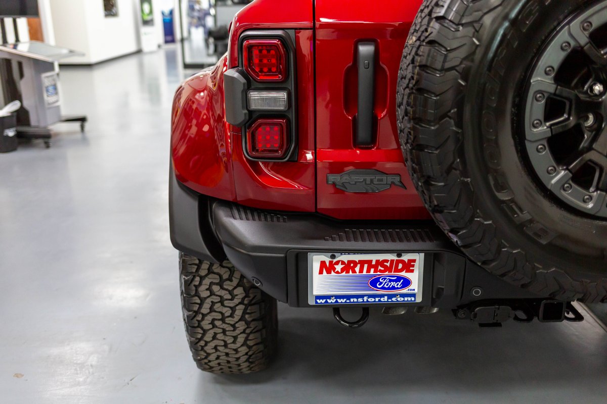 NorthsideFord's tweet photo. When people ask "why Ford?" 🤔 
Show them this. 😎 
The Ford Bronco Raptor steals the spotlight.
#fordbronco #fordraptor #areyouready #seeingred https://t.co/rIhReh80bD