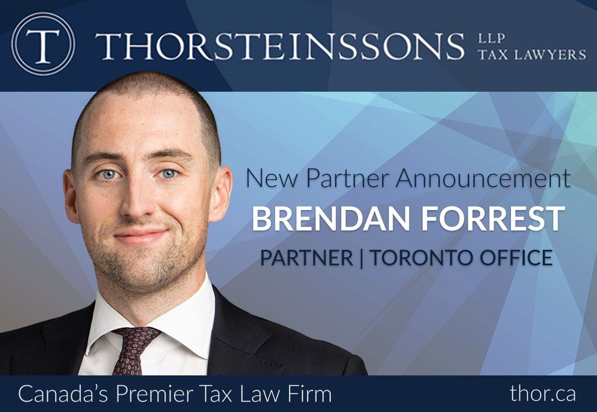 Thorsteinssons is pleased to announce new partner, Brendan Forrest, practicing out of the Toronto office.
#taxlaw #canadiantax #taxlawyer #partnerannouncement

thor.ca/lawyers/brenda…