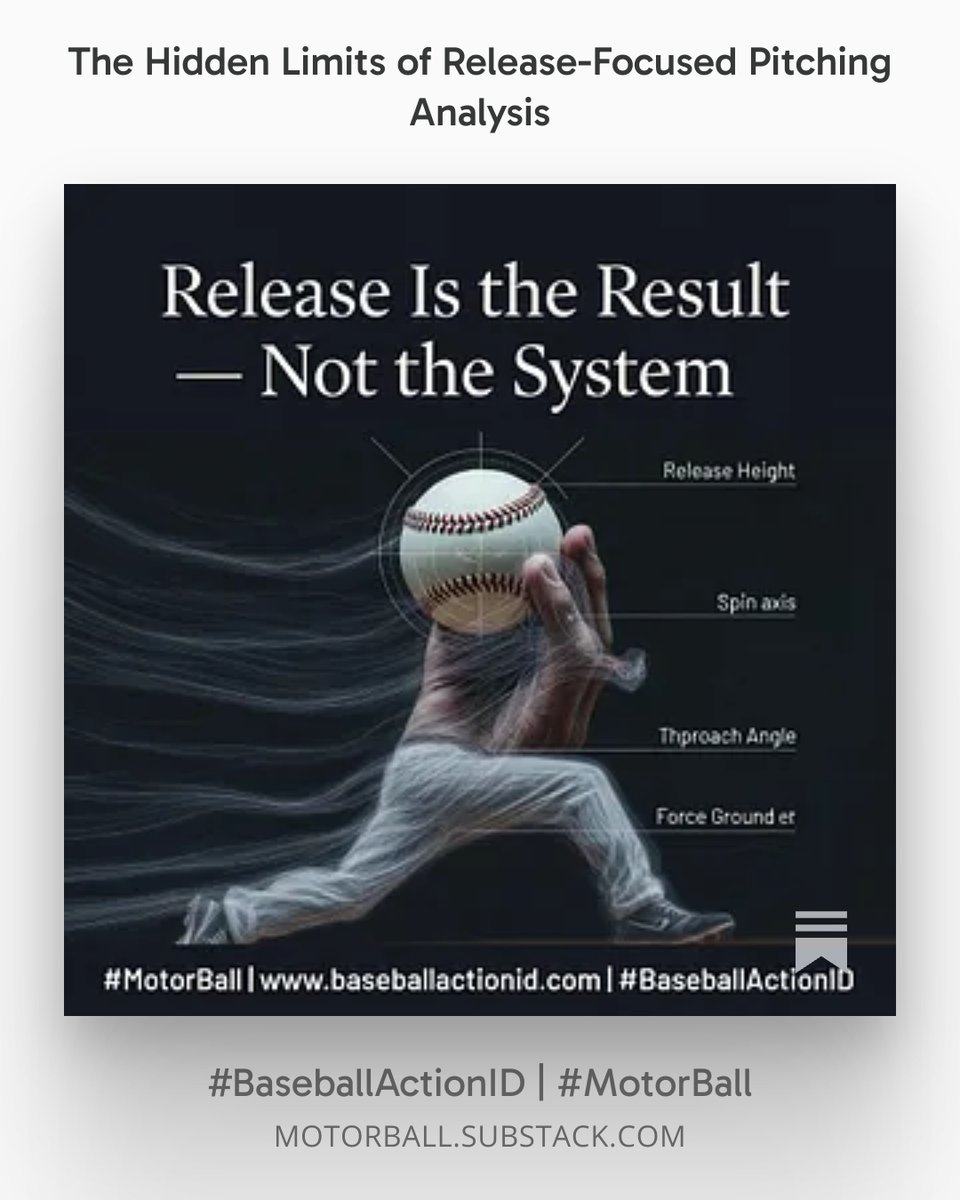 You can measure release perfectly &amp; still misunderstand the pitcher entirely! Why release-focused analysis keeps missing the system👉tinyurl.com/sky5aa6f - #MotorBall #ABCA2026 <a href="/jaegersports/">Jaeger Sports</a> <a href="/TrueSandA/">Kevin Barr</a> <a href="/ButchBaseball29/">Butch Chaffin 🇺🇸🇺🇸🇺🇸⚾️⚾️🧢</a> <a href="/ICBaseball/">Imperial College Baseball & Softball Club</a> @beinbrink @Baseball_Namiki28 <a href="/SMerrBullpen/">Steve Merriman</a>