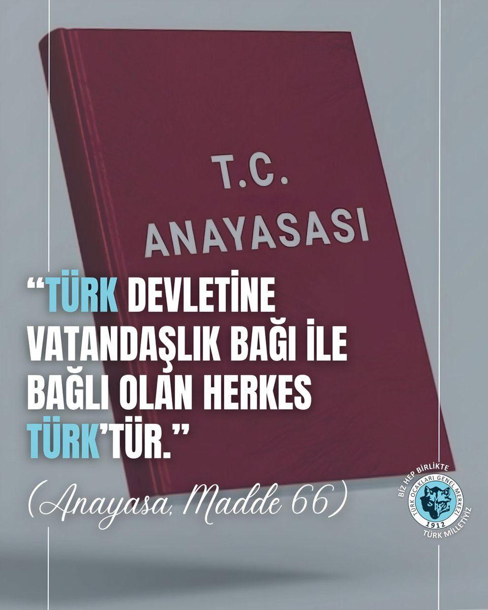 📌 "Türk Devletine vatandaşlık bağı ile bağlı olan herkes Türk’tür."

(Anayasa, Madde 66)