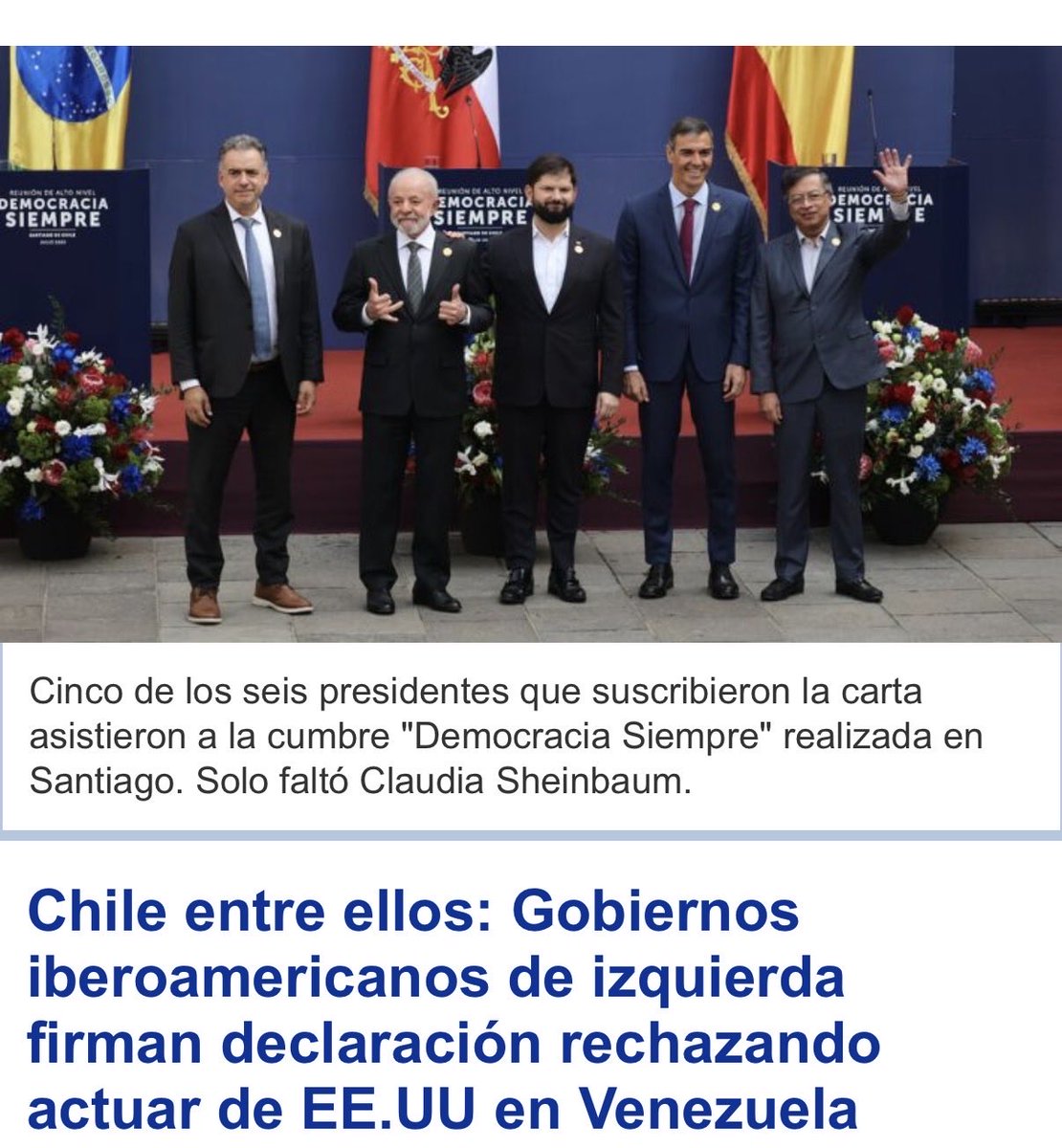 Seamos francos y dejemos la hipocresía de lado: 

La izquierda latinoamericana miró para el lado durante muchos años, mientras Venezuela se hundía y cerca de ocho millones de venezolanos emigraban a distintos países incluido Chile. Se habló de diálogo mil veces y nunca pasó nada.