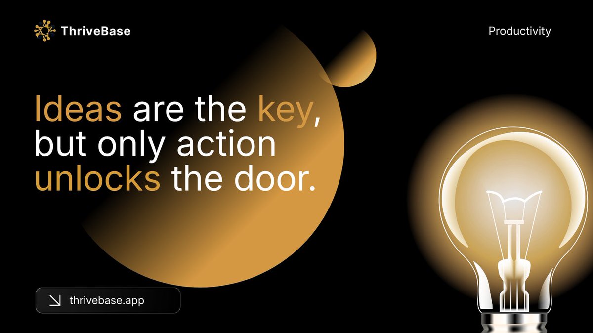 ThriveBase's tweet photo. Ideas are the key.
Action unlocks the door.

Build with Thrivebase → https://t.co/buKMnr5qG5

#startup #saas #productivity #founders #buildinpublic #growth #automation #AI #owner #ceo #CRM #tools #software #business #startup #X #smallbusiness https://t.co/ukKxxXMii2