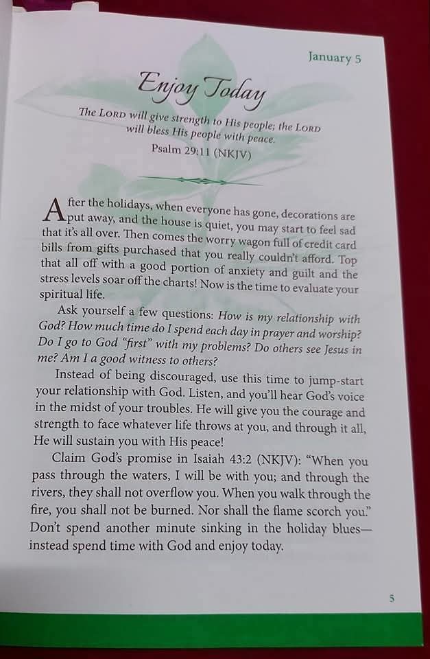 Godwakeupcall's tweet image. January 5
ENJOY TODAY
#KeyText: Psalm 29:11
#By: Brenda Walsh 
#OneMinuteDailyDevotional