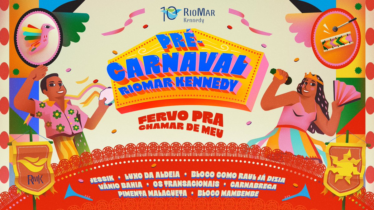 O FERVO É NOSSO! 🎉 O Pré-Carnaval do RioMar Kennedy chegou com tudo! 🎭✨ Anote os detalhes pra não perder nada: 🗓️ De 17/01 a 07/02 ⏰ 16h às 22h 📍 Estacionamento Externo (Piso E2) 🎡 Espaço Kids disponível 💰 EVENTO GRATUITO!