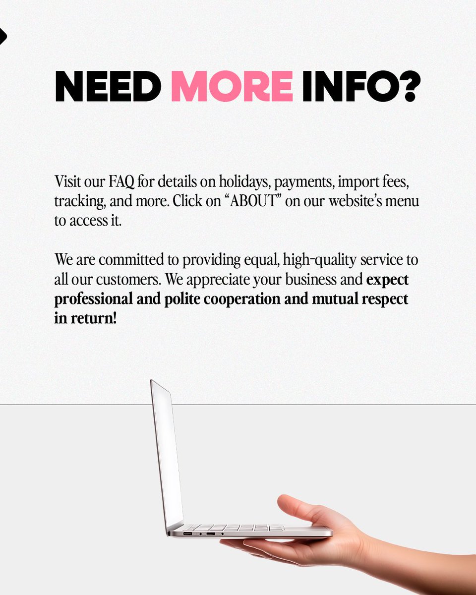 KSENDUSA's tweet photo. Please remember that our Terms &amp; Conditions exist to keep our services organized and fair. We are committed to providing high-quality service to everyone. In return, we ask for professional cooperation and mutual respect. Read our full T&amp;C and FAQ at the link in bio. (2/2) https://t.co/hNcb15QkLg