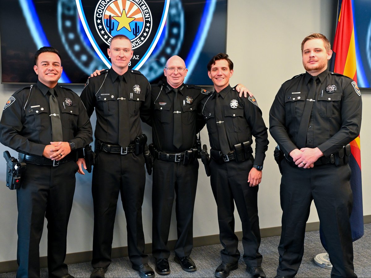 Join us in welcoming four new officers to the team! Officer Garcia-Lopez, Officer Melton, Officer Figueroa and Officer Murel all come to the Buckeye Police Department with prior law enforcement experience and are eager to serve our great community.