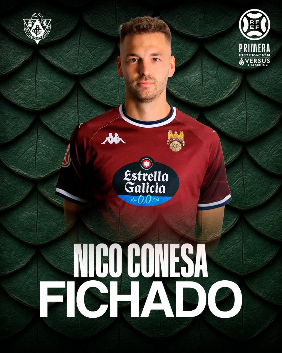 CPCacerenoSAD's tweet photo. 🧭 @nico_conesa10, nuevo mediocentro del #CPCacereño 

🔙 Llega del @PontevedraCFSAD 

🔝 Estuvo 3 temporadas y media en el filial del @GetafeCF, en el que fue capitán y anotó 3 goles en la 2024/25

🤗 ¡Bienvenido a #LaOrdenDelDecano!

➡️ https://t.co/V74TArbeeL

#EligeCreer https://t.co/4J6Yacng7a
