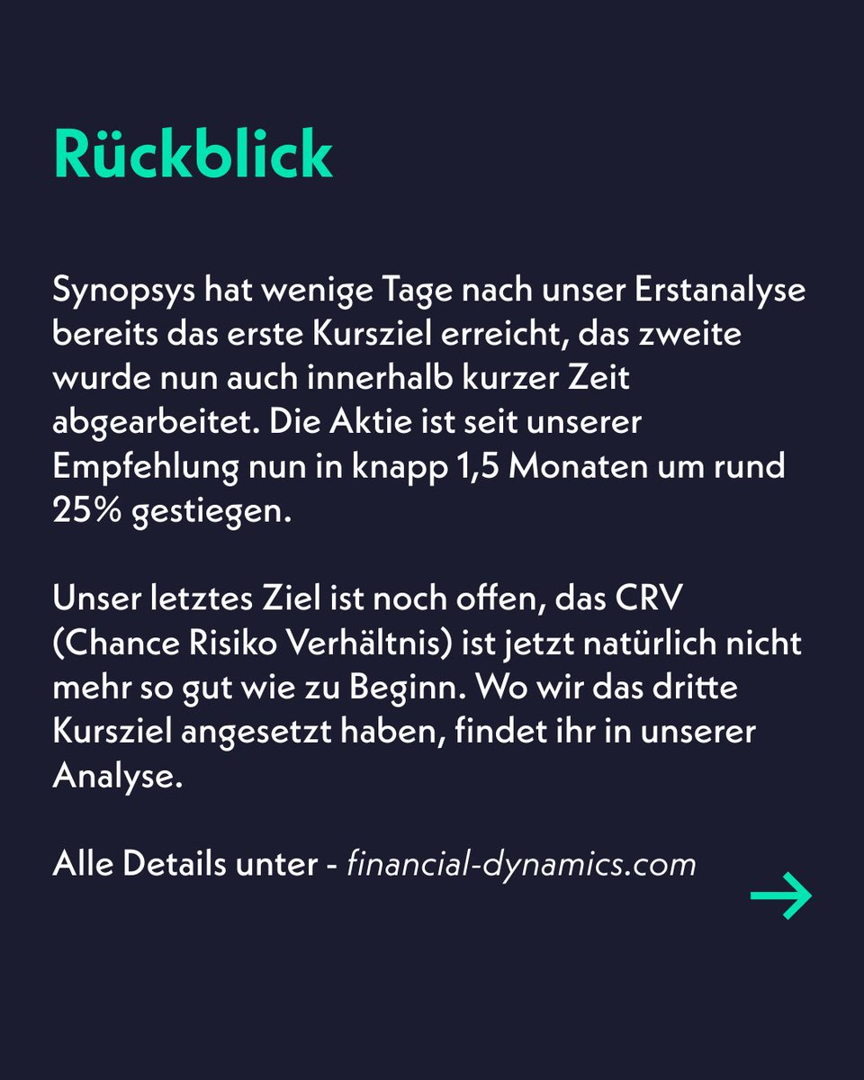 fin_dyn_ch's tweet photo. 🚀 Geduld zahlt sich aus – manchmal schneller als geplant.

Die ersten beiden Kursziele von Synopsys wurden bereits erreicht –
und das deutlich schneller als ursprünglich angenommen:
in nur knapp 1,5 Monaten.

#synopsys #aktien #finanzanalysen https://t.co/hrLrXhefoI